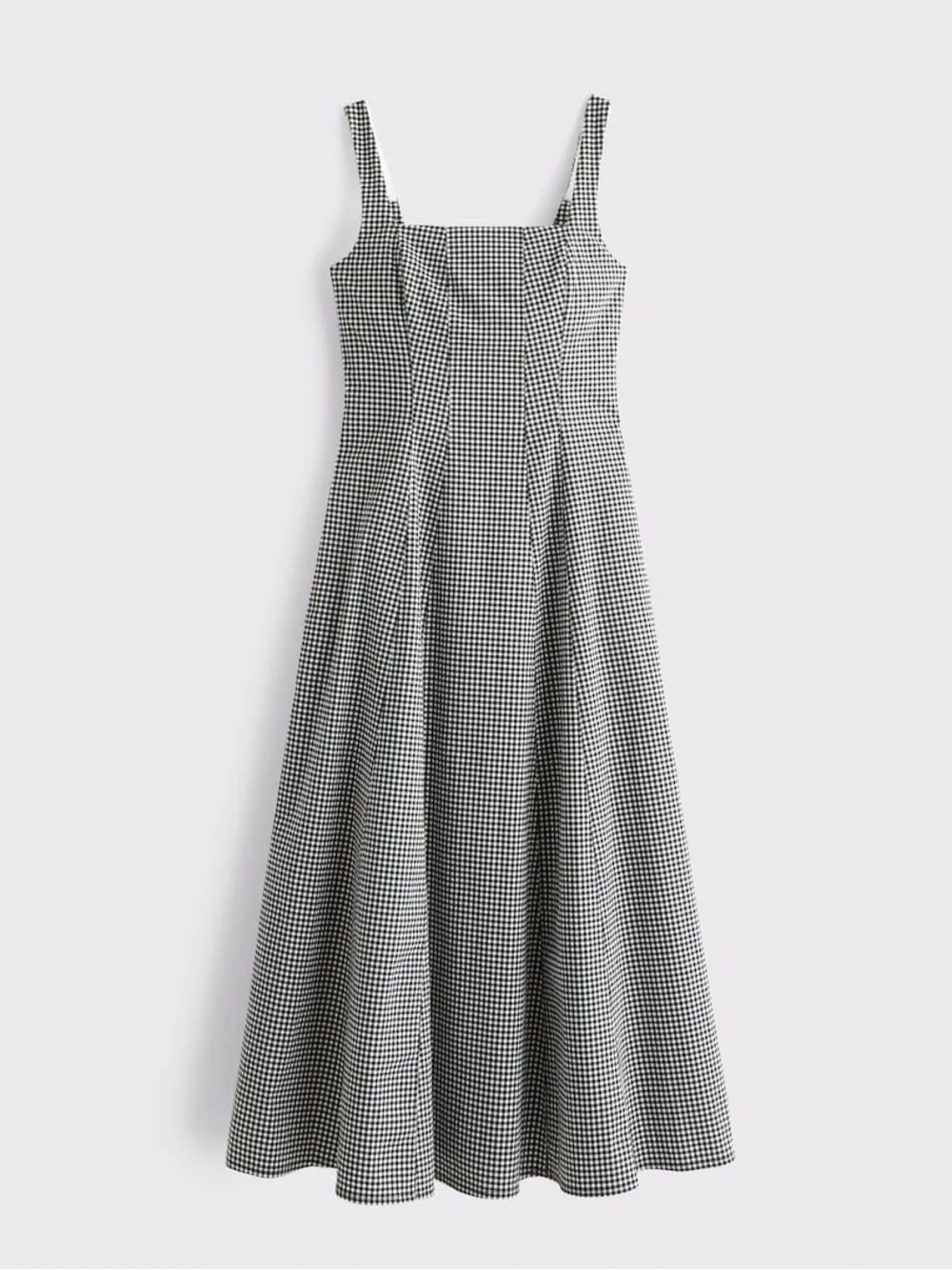 NWOT Abercrombie & Fitch Flowy Midi Dress Black Gingham Large Petite LP